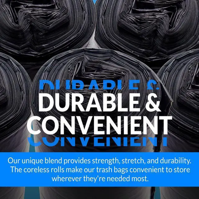 Alt view image 3 of 7 - SuperValue 33 Gallon Trash Bags | 50 Count | Made in USA | Black | Heavy Duty Multi-Use Garbage Bags | Leak Proof