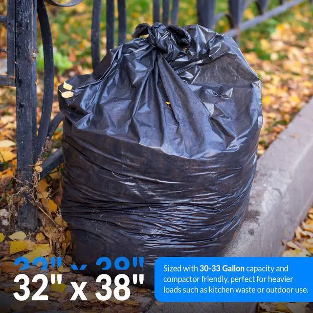 Alt view image 4 of 7 - SuperValue 33 Gallon Trash Bags | 50 Count | Made in USA | Black | Heavy Duty Multi-Use Garbage Bags | Leak Proof