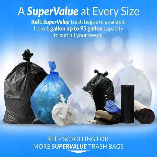Alt view image 7 of 7 - SuperValue 33 Gallon Trash Bags | 50 Count | Made in USA | Black | Heavy Duty Multi-Use Garbage Bags | Leak Proof