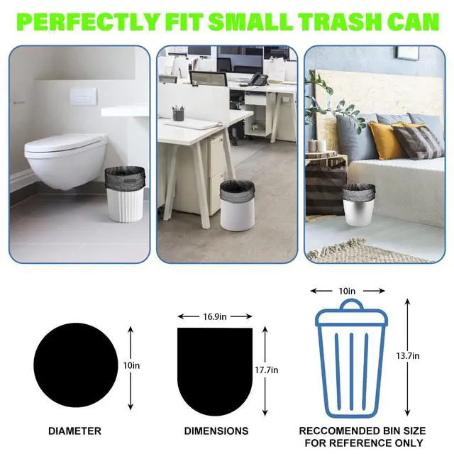 Alt view image 2 of 7 - 1.2-Gallon Trash Bags Small Garbage-Bags - 100 Counts Disposable Mini Size Biodegradable Unscented Black Bulk Can Liners Tiny Recycling for Kitchen Bathroom Office