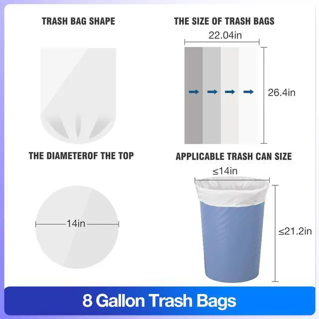 Alt view image 5 of 6 - 8 Gallon Trash Bags, 110 Count Medium Garbage Bags | Trash Can Liners for Bathroom Kitchen Office, Clear, Unscented