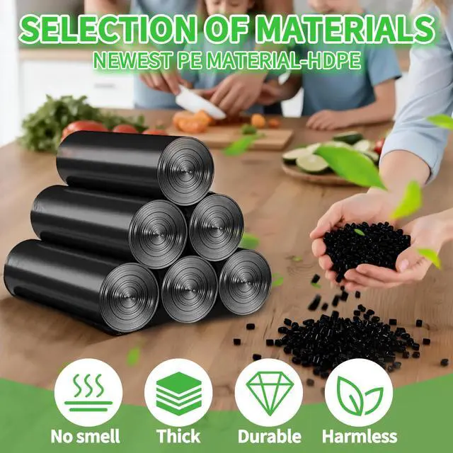 Alt view image 7 of 7 - 100 Count Small Drawstring Trash Bags for 5-Gallon Trash Cans, Thick Pre-separated Garbage Bags, Mini Wastebasket can Liners for Bathroom Bedroom Office(Black)