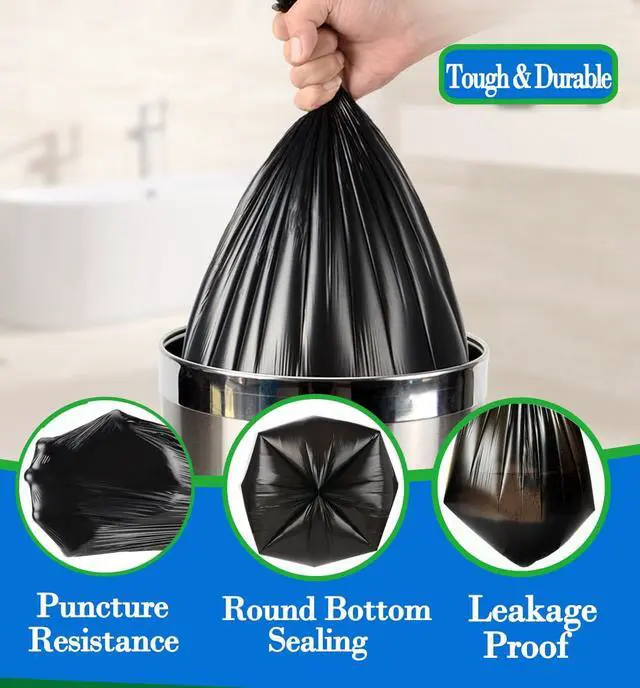 Alt view image 3 of 6 - 1 Gallon (Fit 1-1.2 Gal)200 pcs Small Black Trash Bags, Strong 1.2 Gallon Garbage Bags,Bathroom Trash Can Bin Liners,Mini Plastic Bags for Office,Waste Basket Liner,Fit 4.5,6 Liters-Black