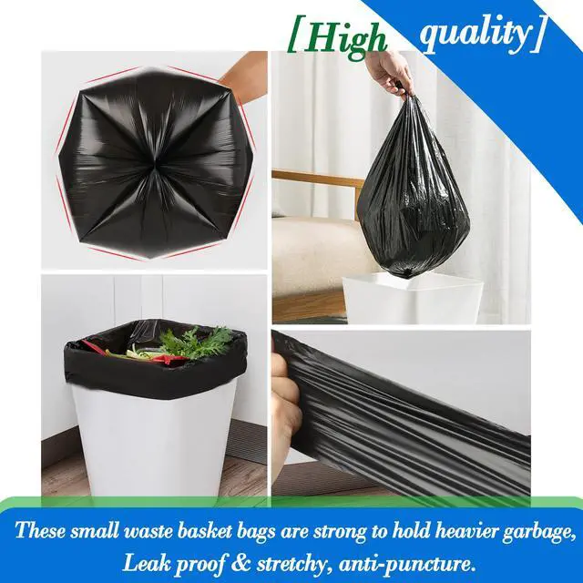 Alt view image 4 of 6 - 1 Gallon (Fit 1-1.2 Gal)200 pcs Small Black Trash Bags, Strong 1.2 Gallon Garbage Bags,Bathroom Trash Can Bin Liners,Mini Plastic Bags for Office,Waste Basket Liner,Fit 4.5,6 Liters-Black