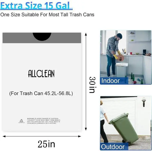 Alt view image 7 of 7 - 13 To 15 Gallon Trash Bags, Tall Kitchen Garbage Bags Drawstring, Ultra Strong Recyclable Trash Bags Unscented Trash Can Liners For Kitchen and Commercial 30 Count (Pake of 1)