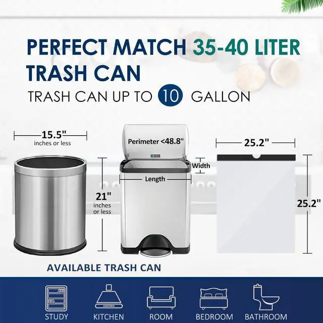 Alt view image 2 of 7 - Medium 10 Gallon White Drawstring Trash Bags, 1.4Mil, 60 Count | Garbage Bags Fit 35-40l Kitchen Trash Cans, leak Proof & Tear Free Sturdy Drawstring For Home, Office, Outdoor Waste