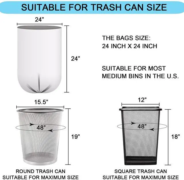 Alt view image 2 of 6 - 7 Gallon Trash Bags - Clear Medium Size Garbage Bags, 105 Count | 15 Micron Thick Strong Wastebasket Trash Can Bag for Office Home Kitchen