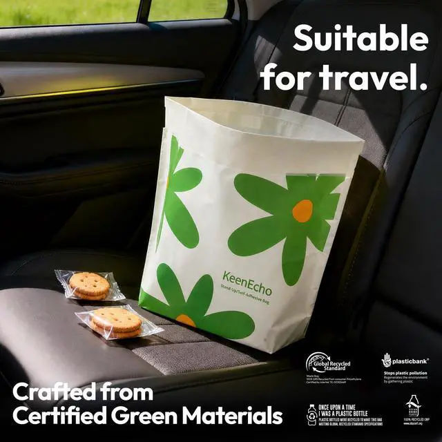 Alt view image 3 of 7 - Disposable Car Garbage Bin Bags, Vomit Trash Bags made with Recycled HDPE for Boat, Plane, Travel, Camping, Bedroom, Study Room, Office and Car, 20 pcs
