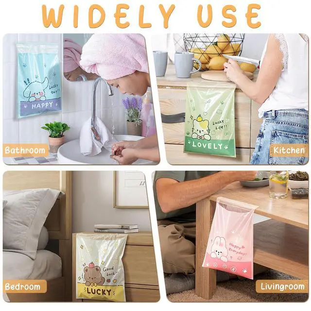 Alt view image 4 of 7 - 60PCS Disposable Car Garbage Bin Bags,Leakproof Car Trash Bag | Portable Waterproof Car Garbage Vomit Bags Self Adhesive Bags for Auto, Camping,Travel, Office and Home Bedroom, Kitchen