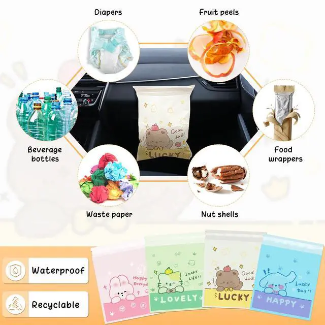 Alt view image 6 of 7 - 60PCS Disposable Car Garbage Bin Bags,Leakproof Car Trash Bag | Portable Waterproof Car Garbage Vomit Bags Self Adhesive Bags for Auto, Camping,Travel, Office and Home Bedroom, Kitchen