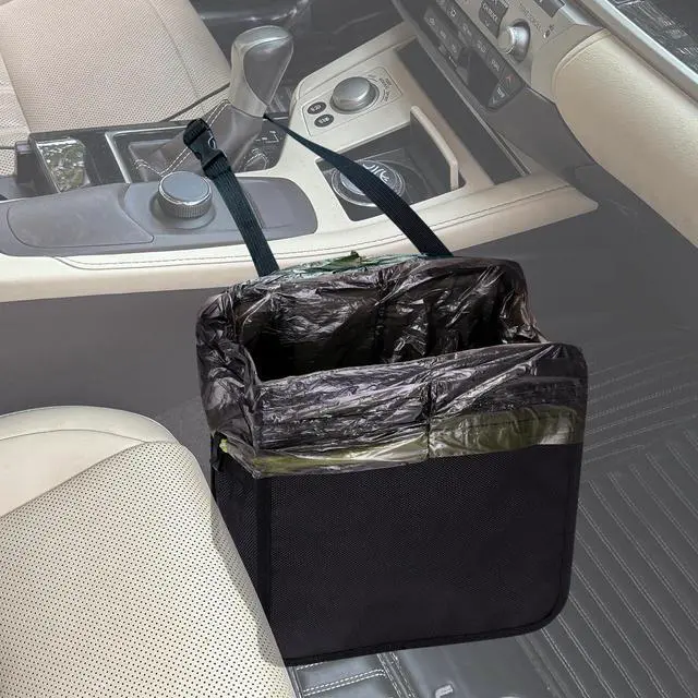 Main image of 2 Gallons Open-Top Car Trash Can, Hanging Leakproof Car Trash Bag with Water-proof PEVA Liner, Stand Trash Bag for Cars Foldable Automotive Garbage Can for Cars SUV Truck RV Black