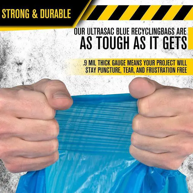Alt view image 4 of 6 - Blue Recycling Bags 33 Gallon 0.9 MIL, 33.5" x 38", Pack of 45