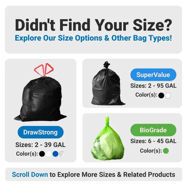 Alt view image 6 of 6 - 30 Gallon Trash Bags Drawstring (25 Count) | Black Garbage Bags | Heavy Duty | Large for Home & Outdoor Use, 30 Gallon | Red Drawstrings | Leak Proof