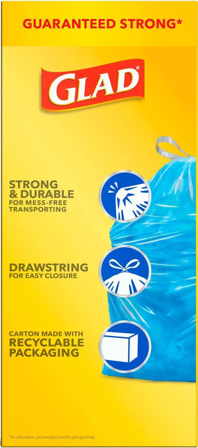 Alt view image 3 of 3 - 30 Gallon Garbage Bags, Large Drawstring Trash Bags, Blue, 28 Count (Pack of 1)