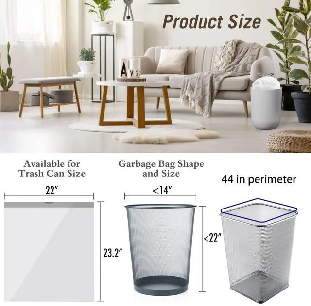 Alt view image 3 of 7 - 8 Gallon Trash Bags Drawstring | Strong Medium Kitchen Garbage Bag White Trash Can Liners, 22" x 23" , (34 Count)