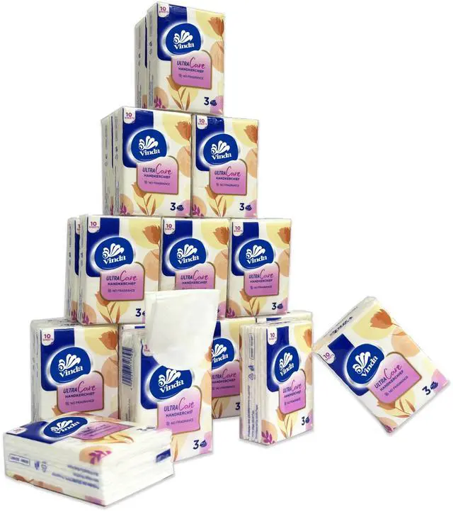 Main image of 3-Ply Mini Ultra Care Pocket Tissues, Portable Series Facial Tissue, Travel Size for Use In All Occasions (24 Packs of 10 Tissues)