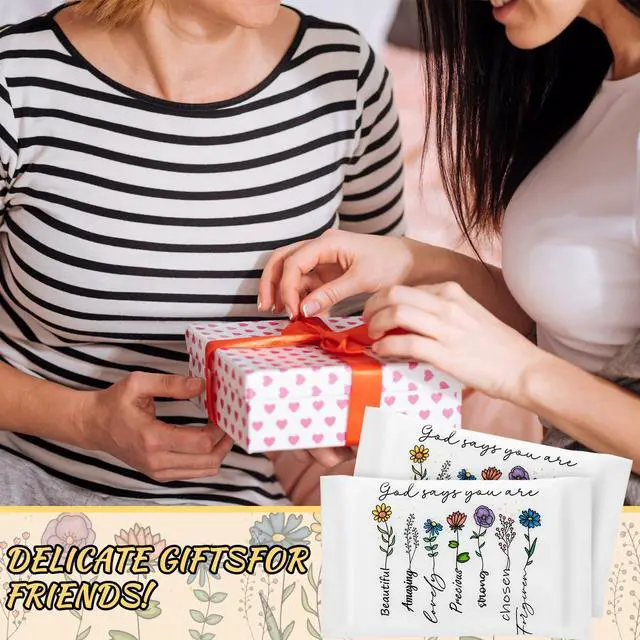 Alt view image 2 of 7 - 60 Pack Christian Tissue Travel Pack Individual Mini Scripture Pocket Tissue Bible Verse Napkin Inspirational Gift for Breast Cancer Women Wedding Funeral Religious Party Favor(Cute Style)