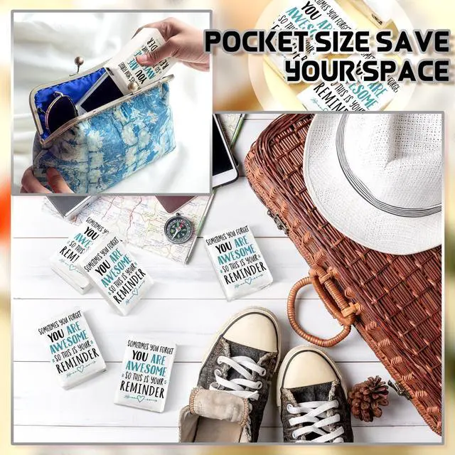 Alt view image 3 of 7 - 30 Packs Pocket Tissues Travel Packs Bulk Motivational Facial 3 Ply Inspirational Pocket Travel Tissue Small Size Paper Individual Pockets Size for Appreciation Gifts Wedding