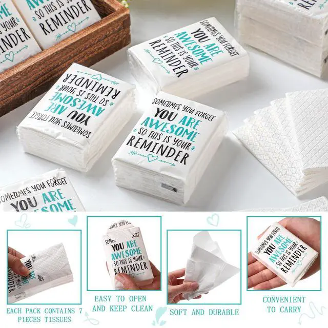 Alt view image 7 of 7 - 30 Packs Pocket Tissues Travel Packs Bulk Motivational Facial 3 Ply Inspirational Pocket Travel Tissue Small Size Paper Individual Pockets Size for Appreciation Gifts Wedding