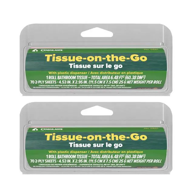 Alt view image 3 of 5 - Tissue on the Go - Compact Travel Pack with Dispenser for Camping, Hiking, Backpacking, and Outdoor Adventures, Portable and Convenient Tissue Essentials, 2-Pack