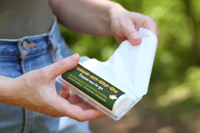 Alt view image 4 of 5 - Tissue on the Go - Compact Travel Pack with Dispenser for Camping, Hiking, Backpacking, and Outdoor Adventures, Portable and Convenient Tissue Essentials, 2-Pack