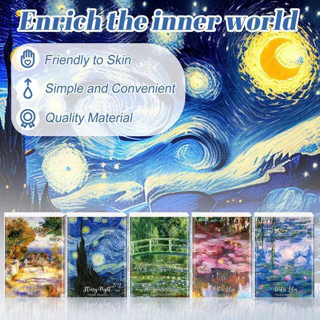 Alt view image 4 of 6 - 10 Pack Decorative Pocket Tissues Travel Size, 3-ply Facial Tissues Mini Tissue Packs, Pocket Tissue with Impressionist Art Designs for Travel, Wedding, Baby Shower Party Favor, 80 Sheets Total