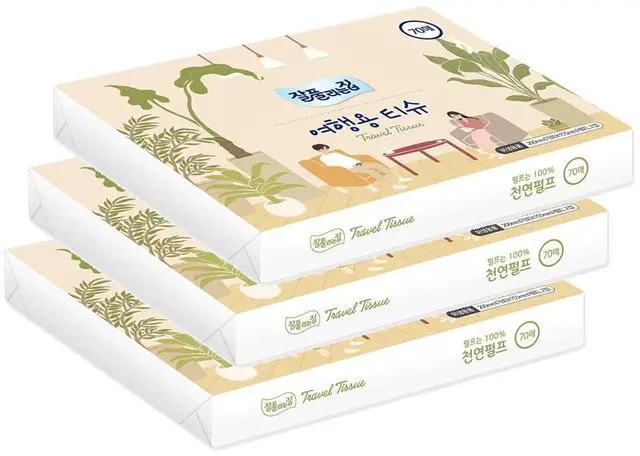 Main image of Travel Pocket Tissues Packs (Soft Pack) 70 Sheets per pack / 3packs, 210 Tissues Total, Travel, Camping, Office, Car