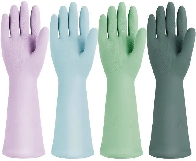 Main image of Cleaning Gloves for Dishwashing, 4 Pair Reusable Kitchen Gloves | Non-Slip and Flexible for Washing Dishes, Kitchen and Bathroom Cleaning Reusable, Household Clean Glove for Dish Pet