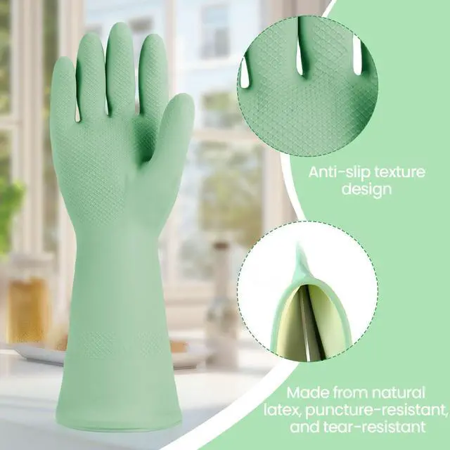 Alt view image 2 of 6 - Cleaning Gloves for Dishwashing, 4 Pair Reusable Kitchen Gloves | Non-Slip and Flexible for Washing Dishes, Kitchen and Bathroom Cleaning Reusable, Household Clean Glove for Dish Pet