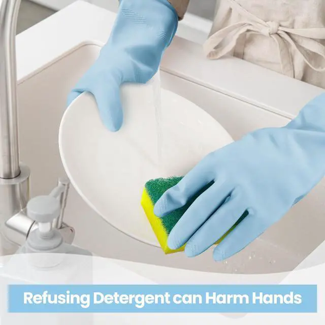 Alt view image 3 of 6 - Cleaning Gloves for Dishwashing, 4 Pair Reusable Kitchen Gloves | Non-Slip and Flexible for Washing Dishes, Kitchen and Bathroom Cleaning Reusable, Household Clean Glove for Dish Pet