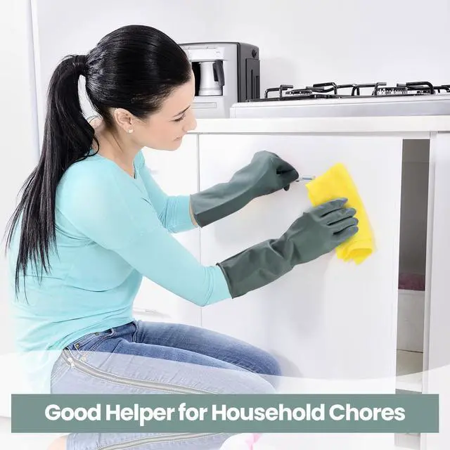 Alt view image 5 of 6 - Cleaning Gloves for Dishwashing, 4 Pair Reusable Kitchen Gloves | Non-Slip and Flexible for Washing Dishes, Kitchen and Bathroom Cleaning Reusable, Household Clean Glove for Dish Pet