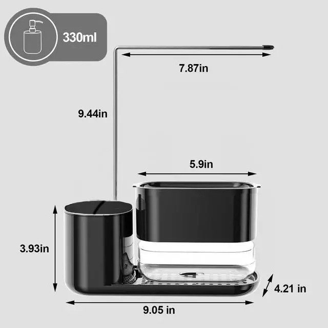 Alt view image 3 of 6 - Kitchen Soap Dispenser Set with Tray and Sponge Holder, Dish and Hand Soap Dispenser with Dishcloth Holder 3-in-1 Sink Countertop Storage Organizer,Includes dish towel and sponge(White)