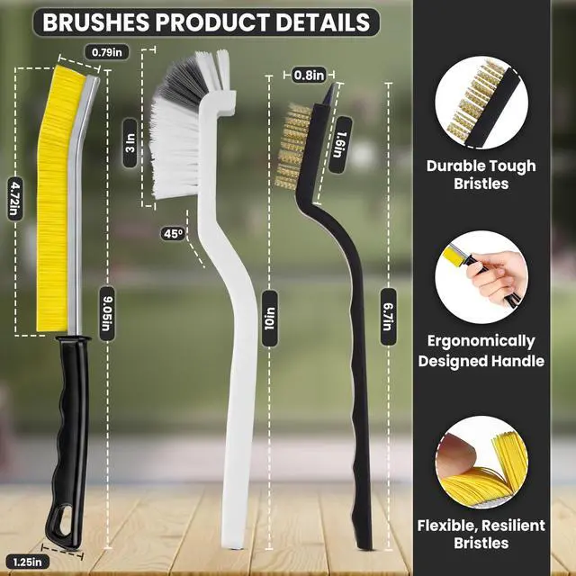 Alt view image 2 of 7 - 8 Pcs Crevice Cleaning Brush Set Hard Bristle Tools for Narrow Spaces | Multi-Purpose Grout Brush for Bathroom, Shower, Window Tracks & Kitchen Cleaning, Ideal for Gaps, Grooves and Tight Areas.