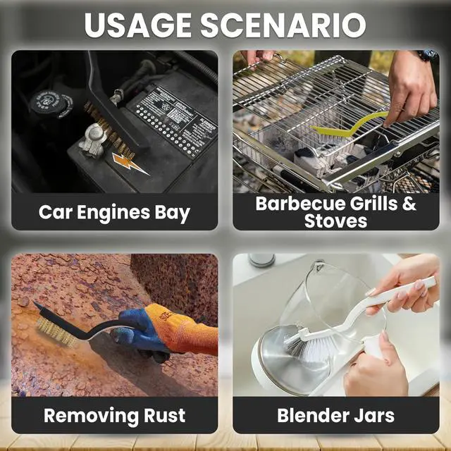 Alt view image 7 of 7 - 8 Pcs Crevice Cleaning Brush Set Hard Bristle Tools for Narrow Spaces | Multi-Purpose Grout Brush for Bathroom, Shower, Window Tracks & Kitchen Cleaning, Ideal for Gaps, Grooves and Tight Areas.
