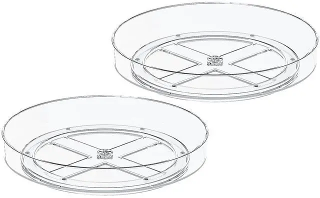 Main image of 2 Pack 10 Inch Lazy Susan Turntable Organizer, Clear Rotating Spice Rack for Cabinet, Pantry, Kitchen Countertop and Fridge, Non-Slip Acrylic Spinning Tray for Bathroom Vanity
