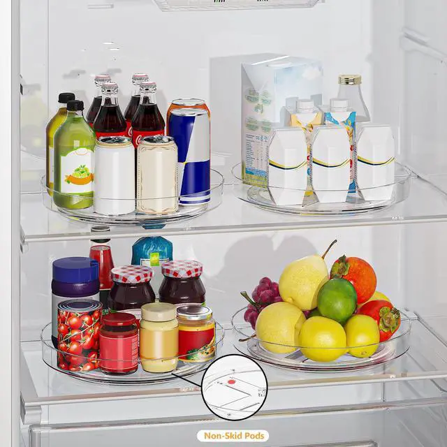 Alt view image 5 of 7 - 2 Pack 10 Inch Lazy Susan Turntable Organizer, Clear Rotating Spice Rack for Cabinet, Pantry, Kitchen Countertop and Fridge, Non-Slip Acrylic Spinning Tray for Bathroom Vanity