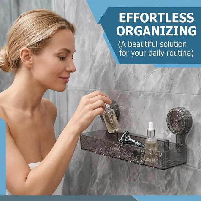 Alt view image 2 of 6 - Shower Caddy Suction Cup,Bathroom Shower Organizer for Bathroom Storage & Home Decor & Kitchen No Drilling Large Capacity Removable Reusable Shower Shelves for Inside Shower(1Pack-Transparent Silver)