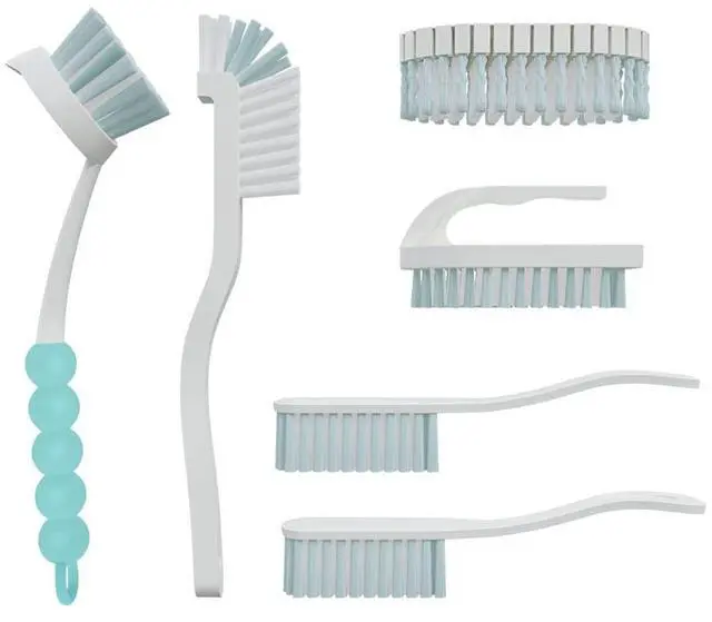 Main image of 6 PCS Cleaning Brush, Scrub Brush Set for Kitchen and Bathroom Household Use with Various Brushes for Cleaning Dishes, Tiles, Corners and Floors Sky Blue