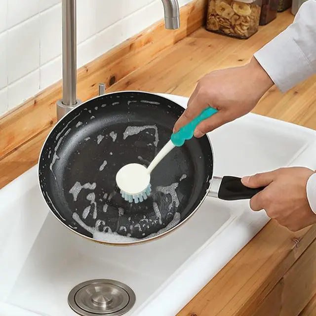 Alt view image 2 of 7 - 6 PCS Cleaning Brush, Scrub Brush Set for Kitchen and Bathroom Household Use with Various Brushes for Cleaning Dishes, Tiles, Corners and Floors Sky Blue