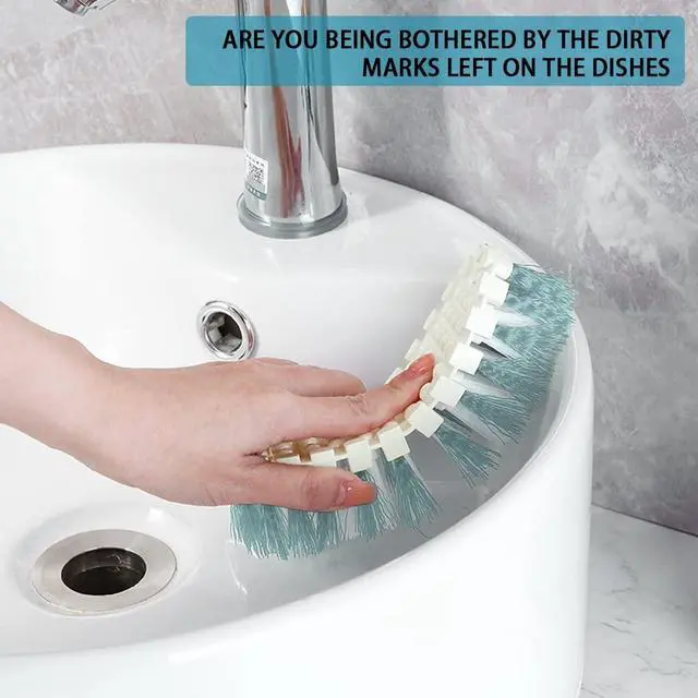 Alt view image 4 of 7 - 6 PCS Cleaning Brush, Scrub Brush Set for Kitchen and Bathroom Household Use with Various Brushes for Cleaning Dishes, Tiles, Corners and Floors Sky Blue