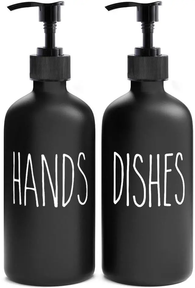 Main image of Soap Dispenser Set 2 Pack, Black | Contains Dish and Hand Soap Dispenser, Perfect for Black Kitchen Decor