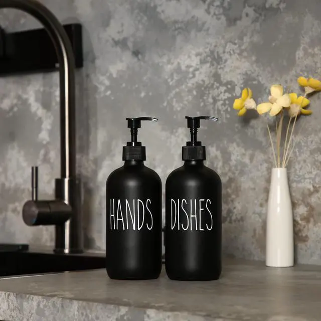 Alt view image 3 of 7 - Soap Dispenser Set 2 Pack, Black | Contains Dish and Hand Soap Dispenser, Perfect for Black Kitchen Decor