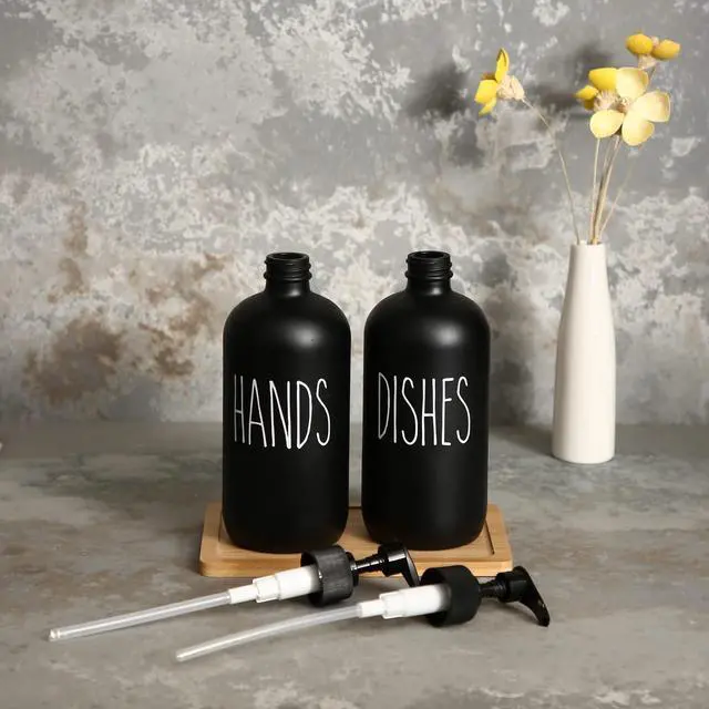 Alt view image 5 of 7 - Soap Dispenser Set 2 Pack, Black | Contains Dish and Hand Soap Dispenser, Perfect for Black Kitchen Decor