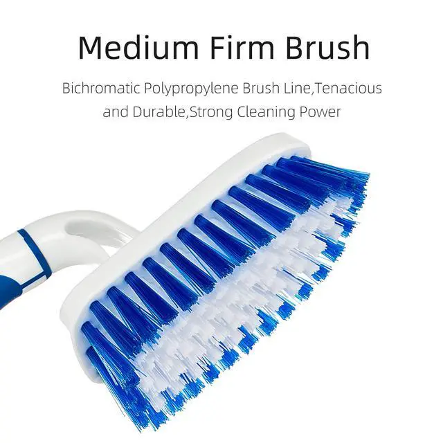 Alt view image 4 of 7 - 2-Pack Scrub Brush for Cleaning with Long Handle, White&Blue | Medium Firm Bathroom Cleaning Supplies, Bathtub and Shower Cleaner Brush, Multi-Scene Use for Kitchen or Carpet Cleaning