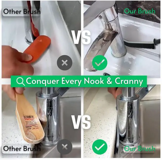 Alt view image 5 of 6 - Hard Bristle Crevice Cleaning Brushes for Household use - Multifunctional Crevice Cleaning Tools for Housekeeping & Bathroom Cleaning Tools - Small Cleaning Brushes for Tight Spaces
