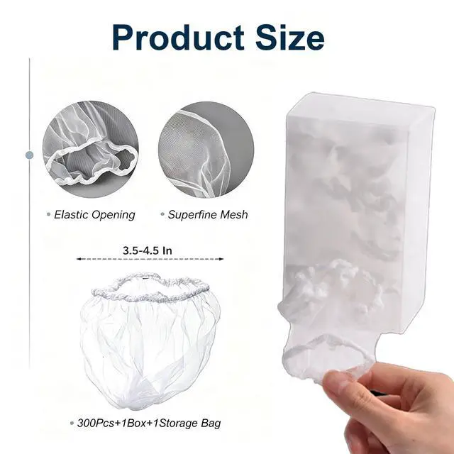 Alt view image 2 of 7 - Sink Drain Strainer 300 PCS | Fine Mesh Disposable Drain Covers for Kitchen Sink and Bathroom, for Sourdough Coffee Grounds and Hair Clog Protection