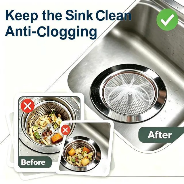 Alt view image 4 of 7 - Sink Drain Strainer 300 PCS | Fine Mesh Disposable Drain Covers for Kitchen Sink and Bathroom, for Sourdough Coffee Grounds and Hair Clog Protection