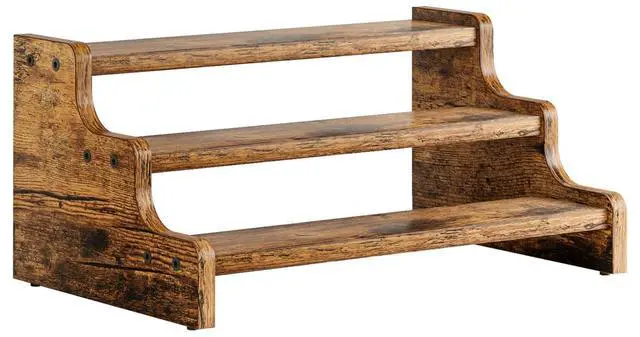 Main image of 3-Tier Spice Rack, 13.8 Inch Wood Step Shelf Countertop Spice Storage Holder, Kitchen Pantry Cabinet Organizer Cupboard for Spice Bottles, Jars, Seasonings, Baking Supplies,Bathroom Organizer