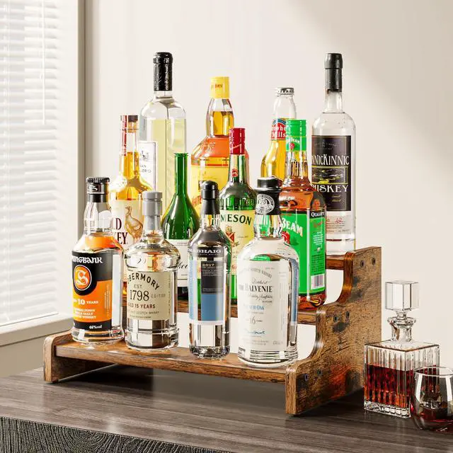 Alt view image 4 of 7 - 3-Tier Spice Rack, 13.8 Inch Wood Step Shelf Countertop Spice Storage Holder, Kitchen Pantry Cabinet Organizer Cupboard for Spice Bottles, Jars, Seasonings, Baking Supplies,Bathroom Organizer