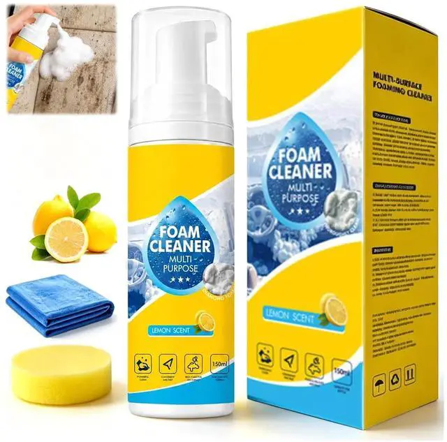 Main image of 4-in-1 Multi-Enzyme Foam Cleaner, All-Purpose Deep Cleaning Spray, Foam Cleaner No Rinse Multipurpose for Car Interior, Kitchen Grease, Bathroom Tiles, Sofa Upholstery (1PC+1*Sponge+Towel)